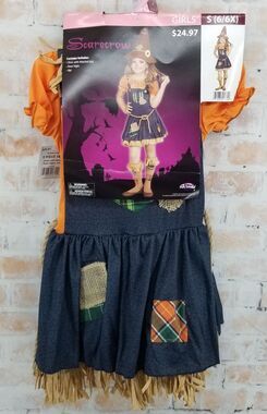 NIP Fun World Scarecrow Multi-Color Halloween Costume Set Sz S 6 / 6X